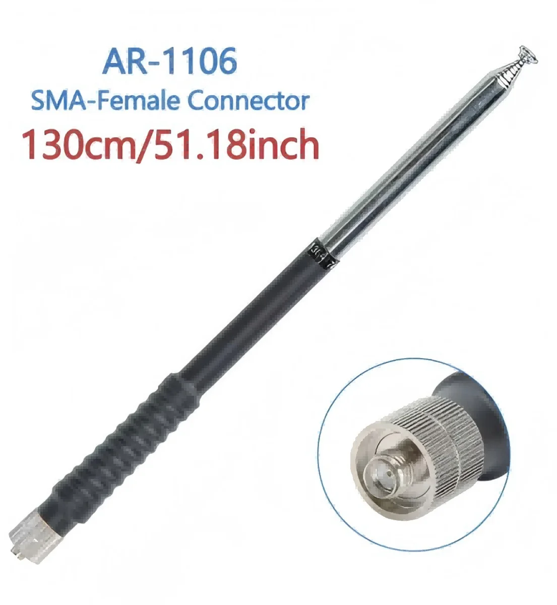 Abbree AR-1106 Antena VHF telescópica SMA hembra/macho walkie talkie