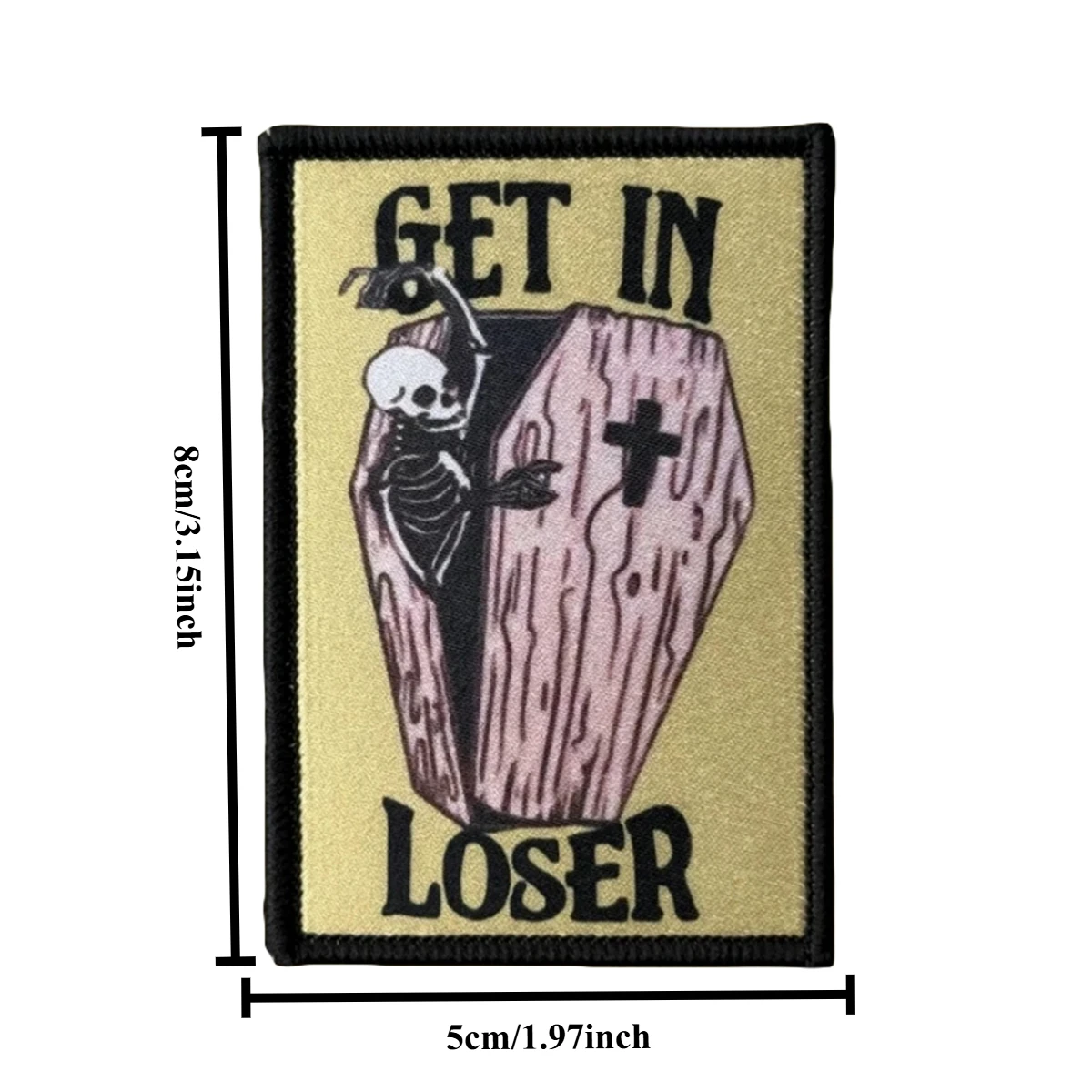 Parches tácticos de moral de calavera "GET IN LOSER", parche divertido de gancho y bucle, insignia militar, brazalete, pegatinas para mochila - imagen 4