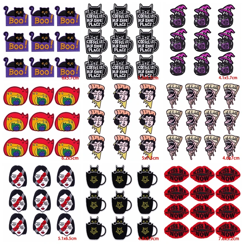 Parche termoadhesivo Punk para ropa, parches de Hip Hop para planchar, bordado, costura DIY, Fusible, 10 unidades por lote