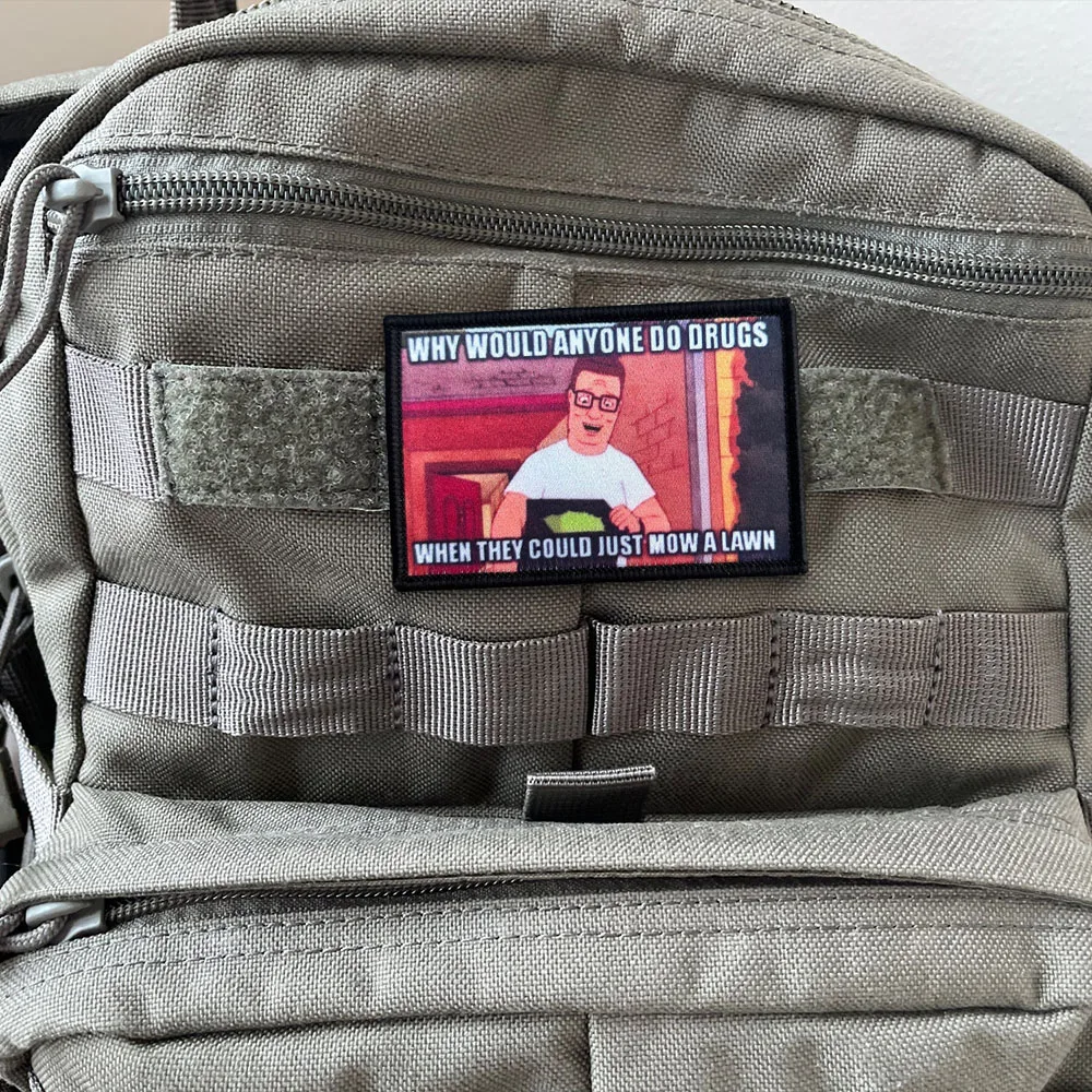 Parches tácticos King of the Hill Hank Morale, parche divertido de gancho y bucle, insignia militar, brazalete, pegatinas para mochila - imagen 5