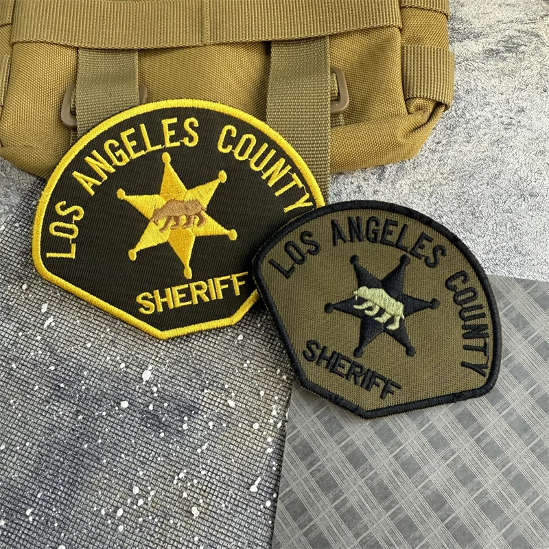 Parche de insignia de moral del condado de Los Ángeles, brazalete bordado militar táctico de Sheriff, parche de gancho y bucle, pegatina para mochila de ropa - imagen 2