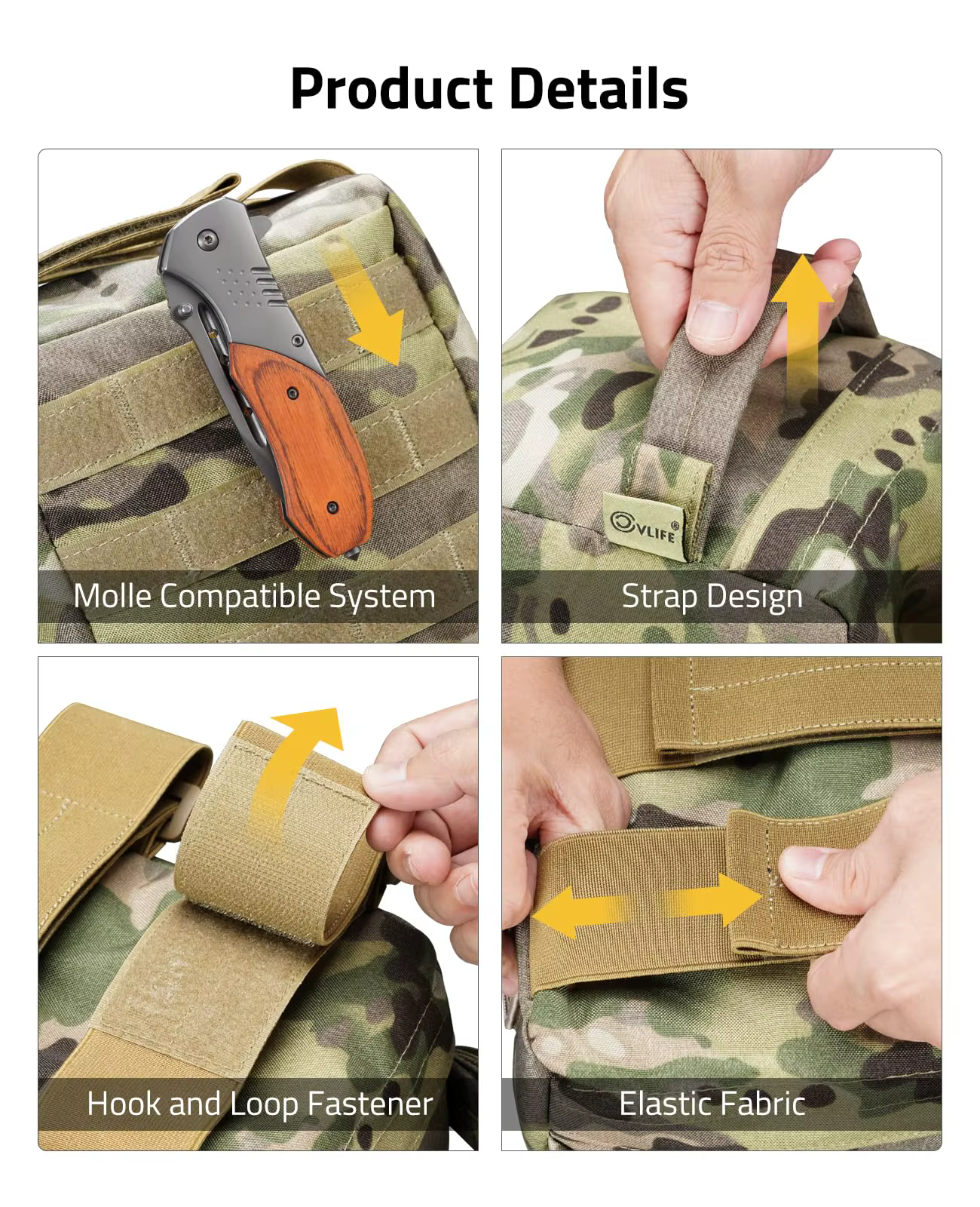 Bolsa de tiro táctica MOLLE con soporte arma y compresión delantera - imagen 5