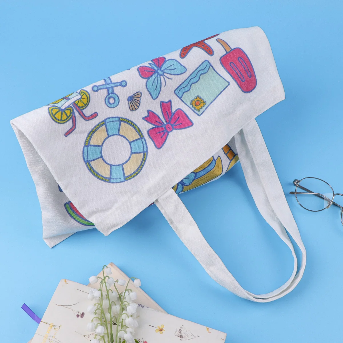 Bolso de lona para playa, bolso de mano plegable, organizador de almacenamiento portátil, bolso de compras para mujer, bolso de hombro de colegio - imagen 2