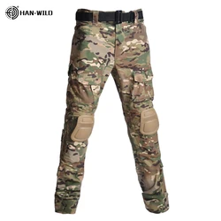 HAN WILD Pantalones cargo tácticos hombre con bolsillos y almohadillas