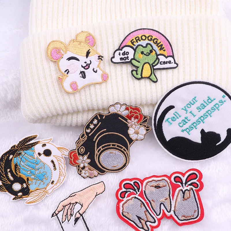 Parches bordados con plancha para coser gatos de dibujos animados para ropa, parches termoadhesivos para ropa/sombrero, parche con personalidad de ratón y tortuga - imagen 4