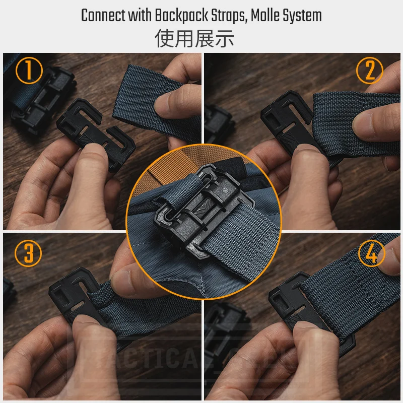 Hebilla de conexión Matrix, hebilla con función y táctica, hebilla molle negra, hebilla de liberación rápida para bolso de mensajero - imagen 2