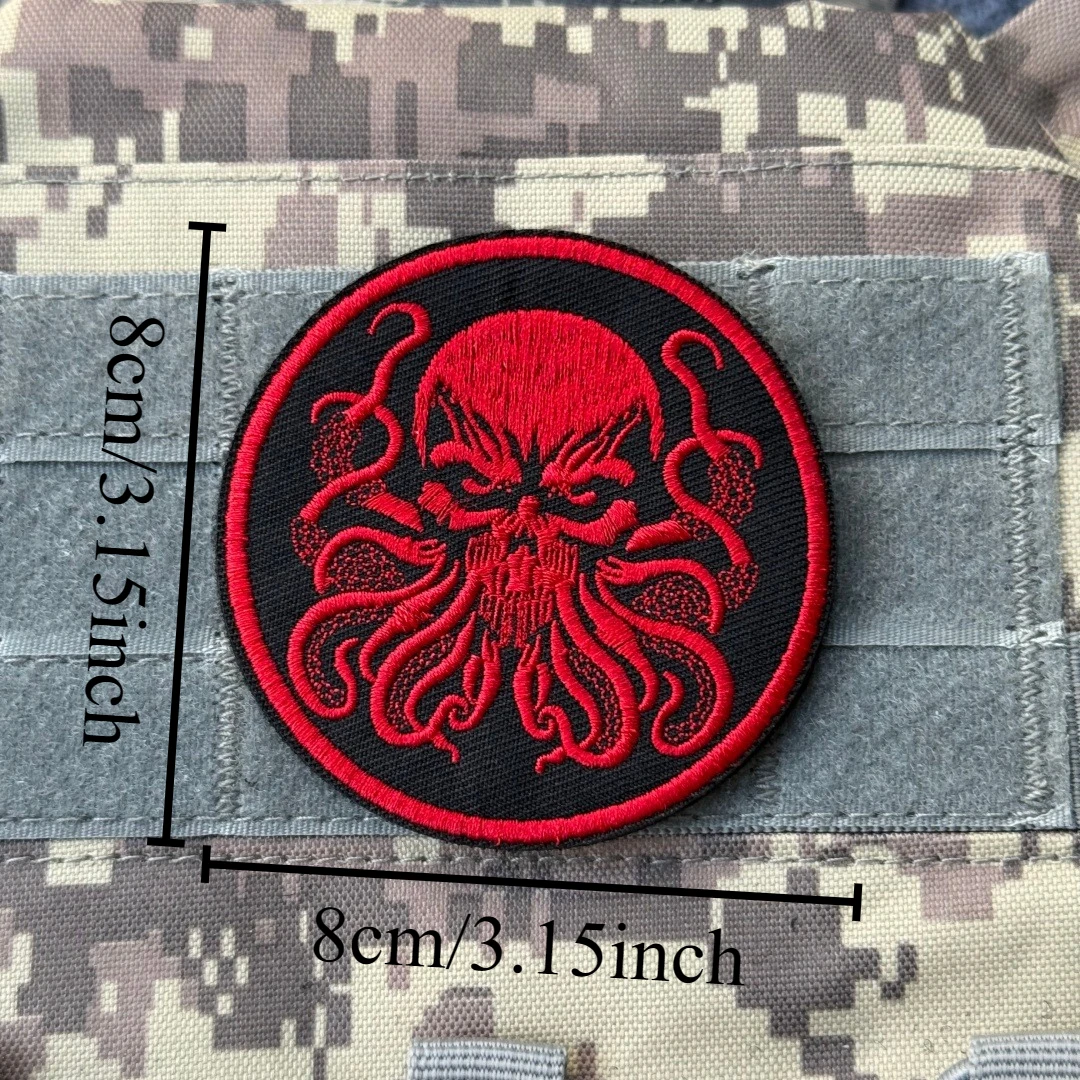 Parche malvado de pulpo Chevron, insignia de moral táctica, parches bordados con gancho para ropa, mochila del ejército militar, pegatina personalizada - imagen 2