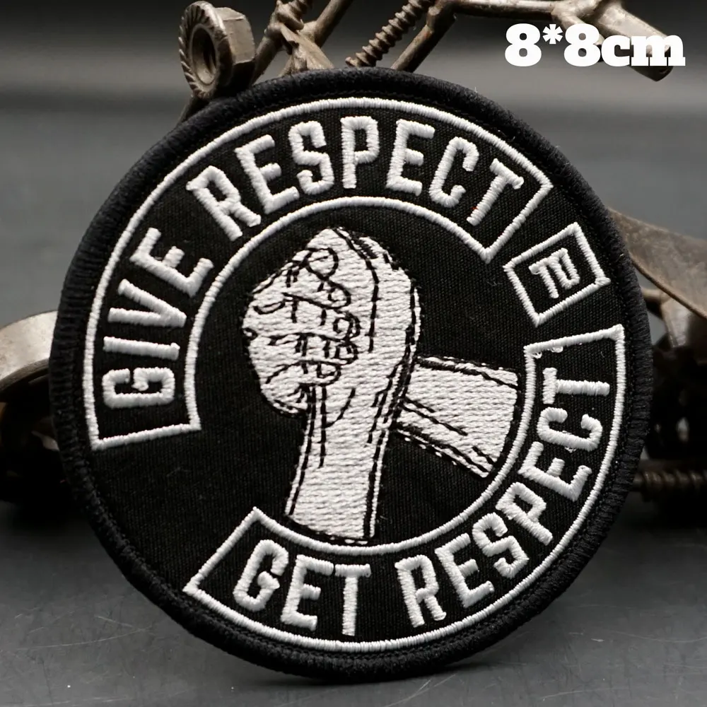 Regalar a la respeto, parches bordados, insignia de motociclista Punk para ropa, mochila, gorras, apliques DIY
