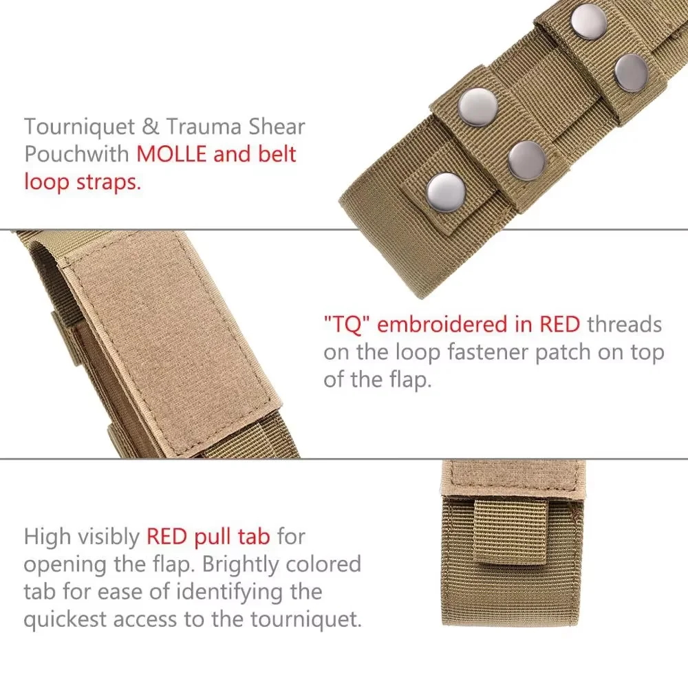 MOLLE-bolsa de torniquete de nailon, funda para linterna, soporte para linterna, funda para cuchillo de caza al aire libre, paquetes de tijera médica - imagen 4