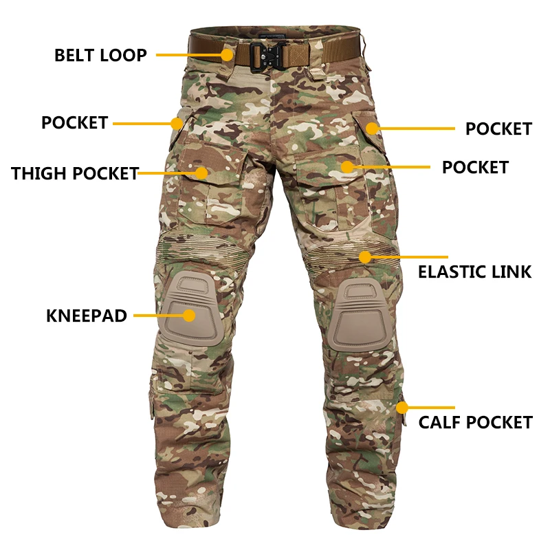 Ropa de trabajo de Paintball al aire libre, uniforme resistente al desgaste, camisas de combate, pantalones Cargo, rodilleras, pantalones, trajes a prueba de viento - imagen 3