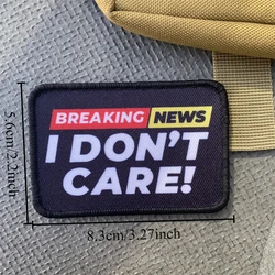 Parche moral táctico I Don't Care – Velcro para mochila y gorra