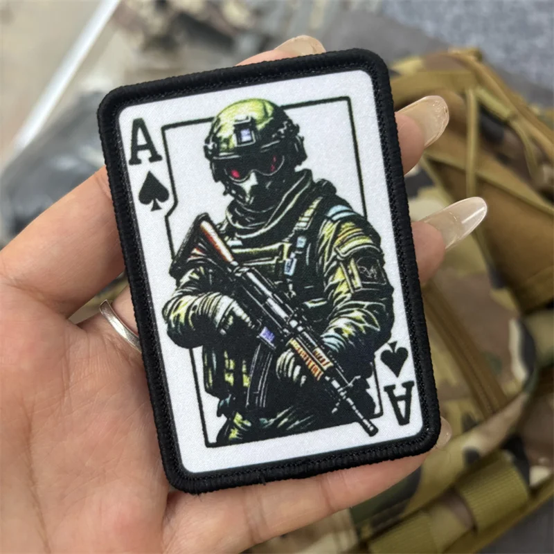Parche táctico con estampado de Ace of Spades, insignias de moral de soldado militar, parches con gancho, pegatinas para mochila y ropa - imagen 2