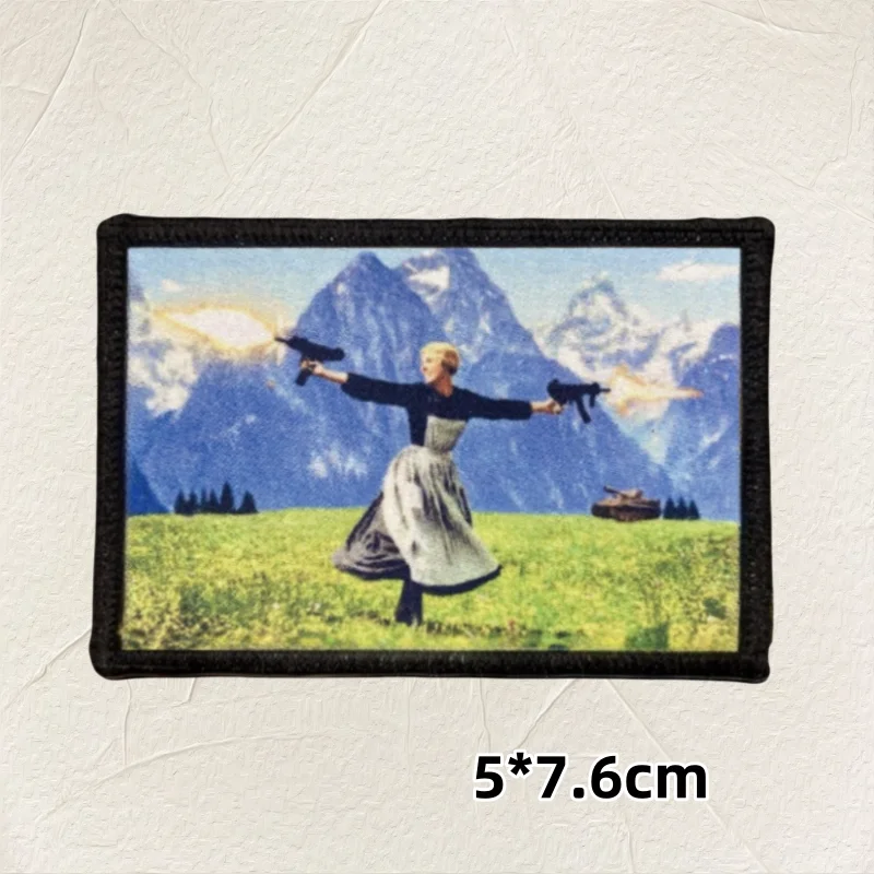 Sound of Music Guns moral parche táctico impreso, Hook & Loop, pistolas militares con insignia para mujer, pegatinas para mochila - imagen 2