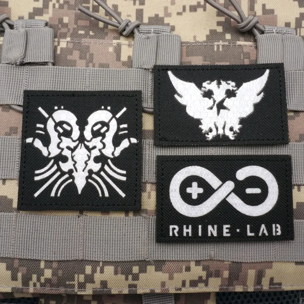 Arknights-insignia de moral reflectante nocturna, parches de gancho y bucle de acero negro, uso internacional, equipo al aire libre, pegatina de mochila - imagen 4