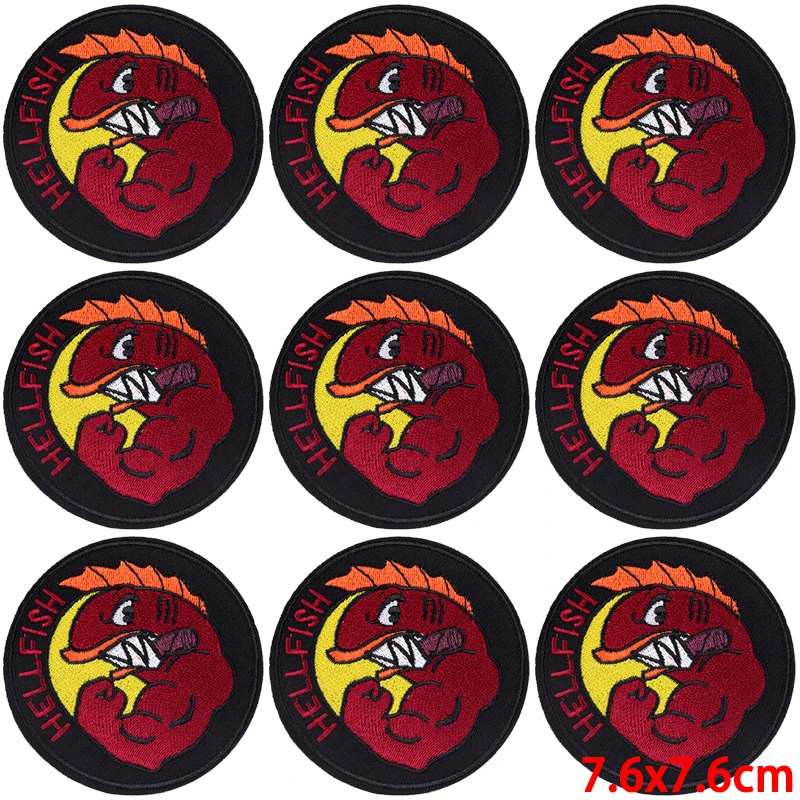 10 unids/lote parche de animales Punk parches bordados para planchar para ropa parches termoadhesivos en ropa parche Fusible cosido de Hip Hop - imagen 4