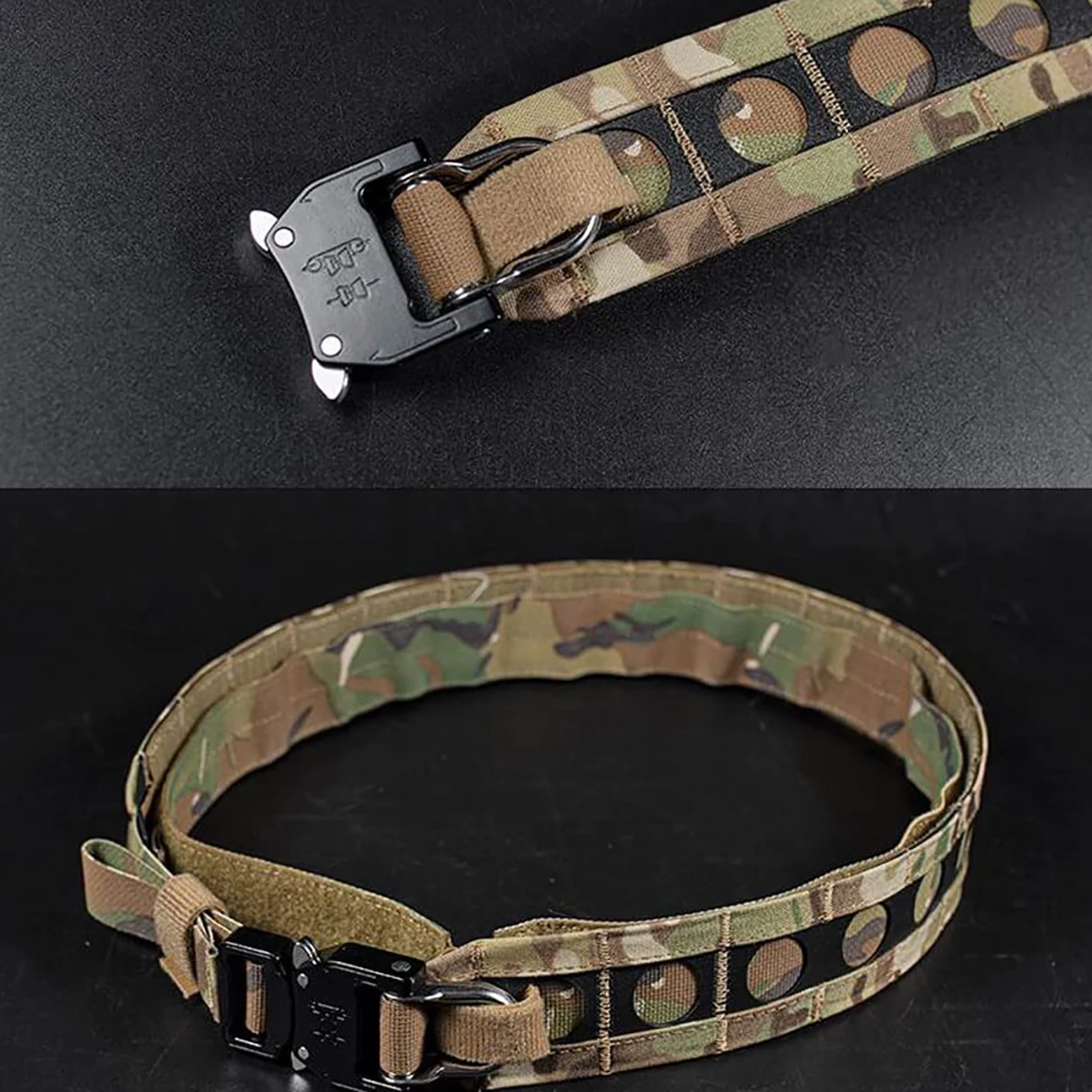 Cinturón táctico a presión, liberación rápida Molle Rigging Bison, hebilla de Metal de liberación rápida de dos capas, equipo Airsoft - imagen 3