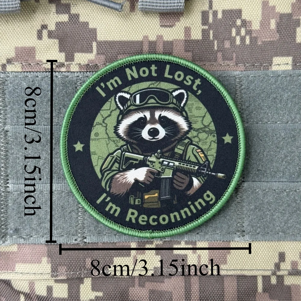 Parche con diseño de mapache para mochilas y ropa