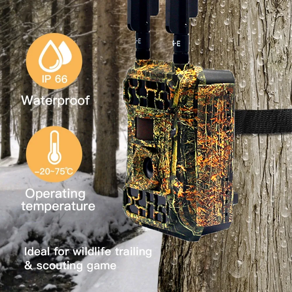 Cámara de rastreo 4G MMS/GPRS para exteriores, videocámara de caza salvaje HD 1080P, inalámbrica, Control remoto por aplicación - imagen 5