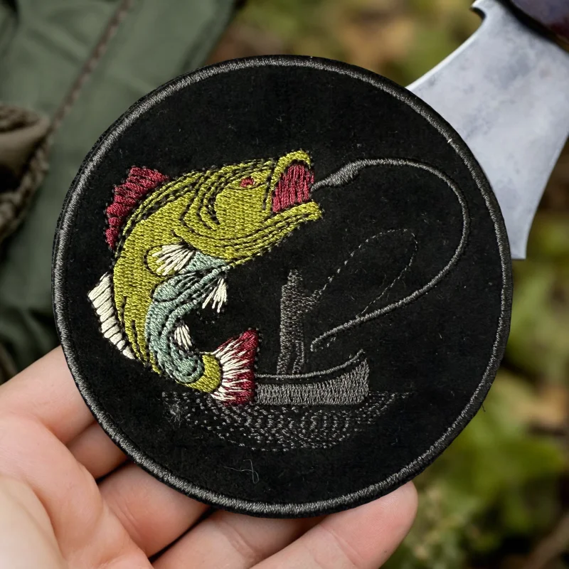 Parche con estampado de pescadores de peces, chaleco táctico, sombreros con gancho y bucle, insignia de moral, mochila, pegatinas decorativas, parches para brazalete para ropa