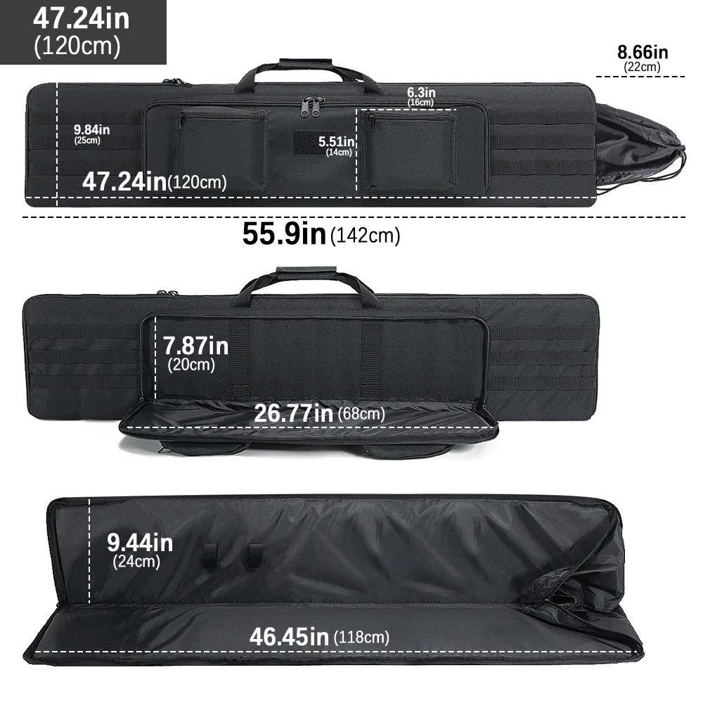 Bolsa para pistola de 100/120cm, funda para Rifle, mochila para carabina, bolsa de protección para transporte de pistola de francotirador, bolsa para pistola de tiro Airsoft, accesorios de caza - imagen 5
