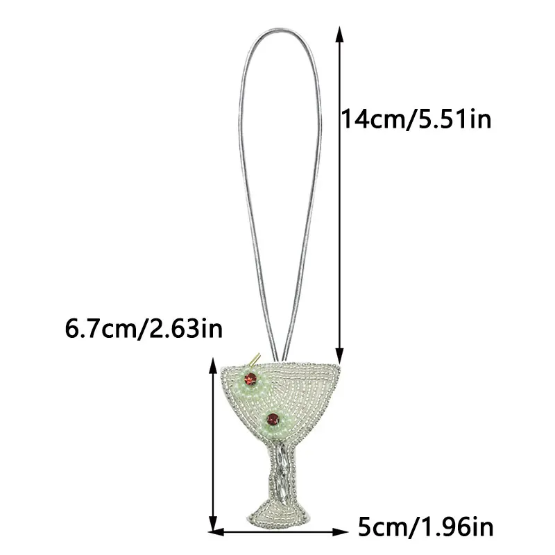 Parche de cuentas hecho a mano, colgante para bolsa de copa de vino, decoración de bebidas, parches de cuentas, accesorios, diamantes de imitación con cuerda - imagen 3