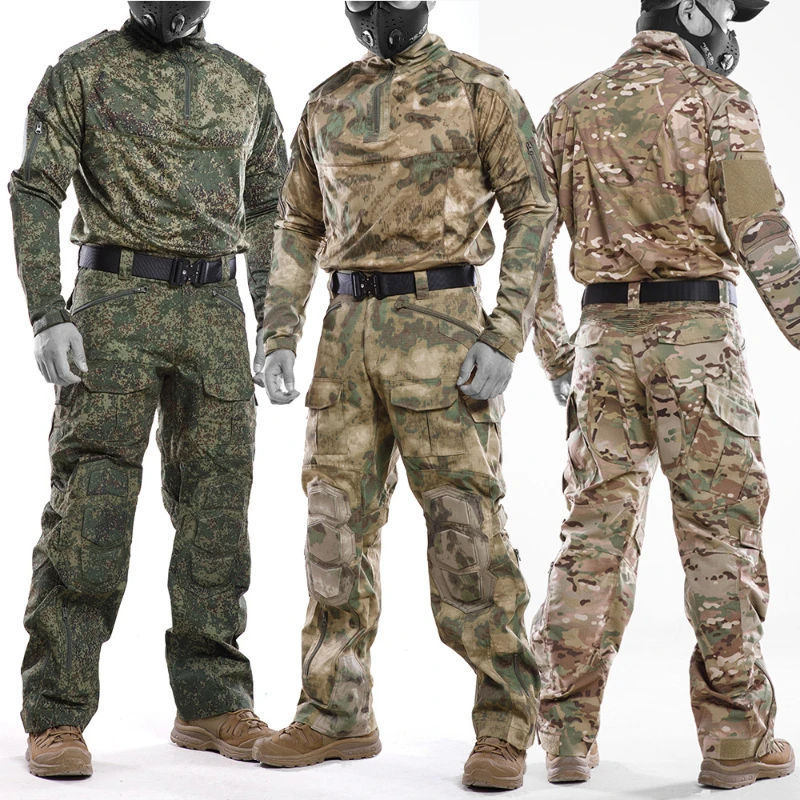 RU-conjunto táctico de camuflaje para hombre, traje de combate resistente al desgaste con múltiples bolsillos, Tops transpirables de secado rápido para exteriores y pantalones impermeables - imagen 2