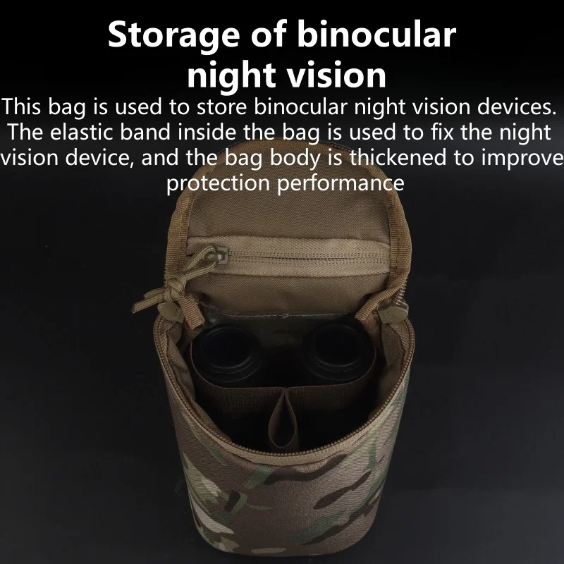 Bolsa para gafas de visión nocturna Binocular para acampar al aire libre, bolsa de almacenamiento acolchada suave, cinta Molle para cintura, bolsa de almacenamiento a prueba de polvo - imagen 5