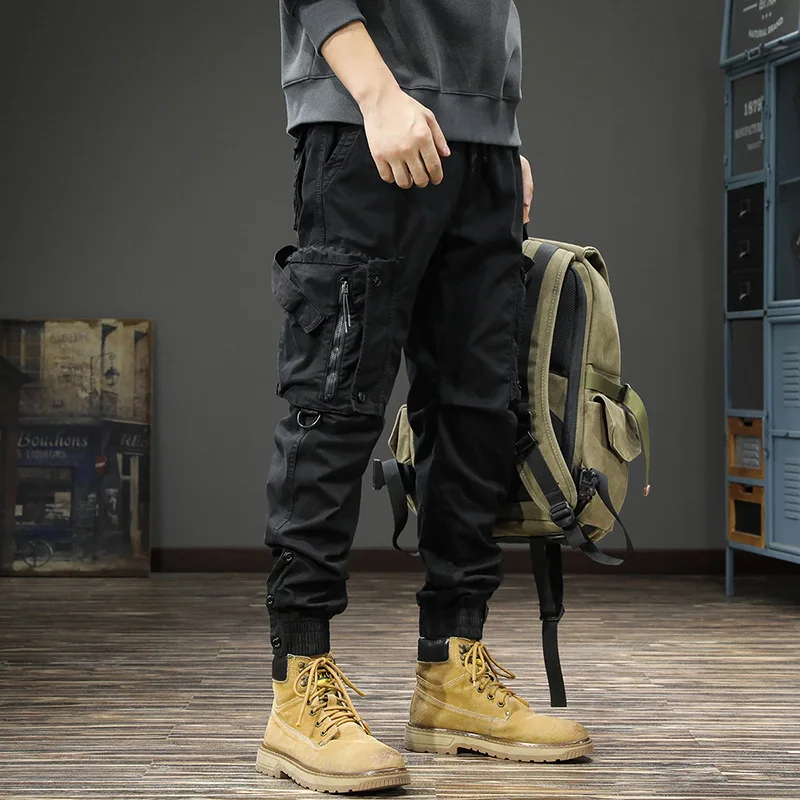 Nuevos pantalones Cargo multibolsillos de otoño para hombre, pantalones tácticos informales, pantalones de cintura elástica de pierna recta, pantalones de senderismo al aire libre - imagen 3
