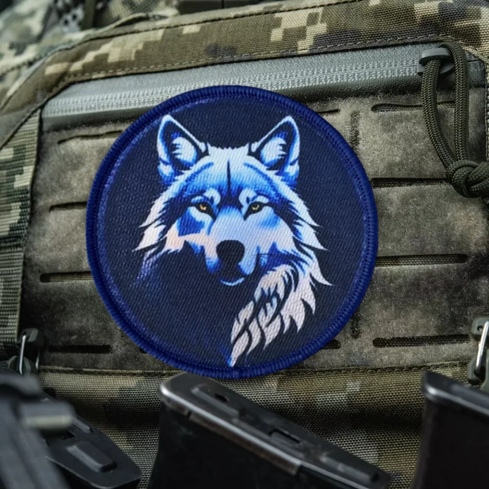 Parche estampado de moral táctica de lobo azul, parche de gancho y bucle, insignia del ejército militar, brazalete, pegatinas para mochila - imagen 5