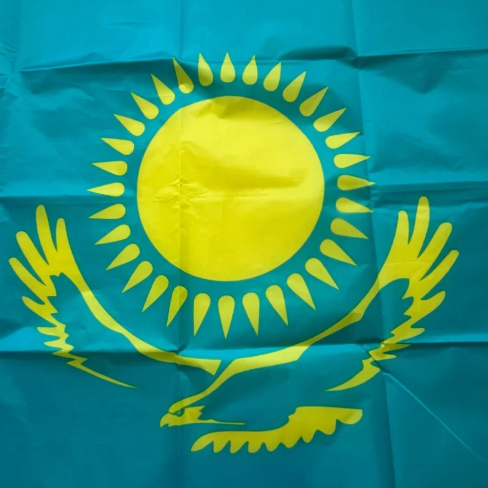 Bandera de Kazajstán YIXIN, 90x150cm, bandera de Kazajstán, bandera de festival de desfile, decoración del hogar, actividades de oficina