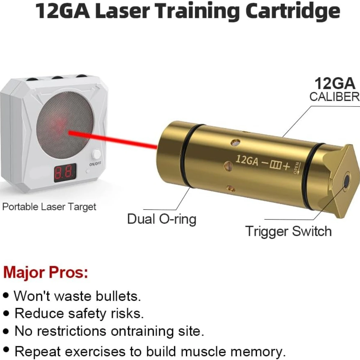 Cartucho láser 12GA 9mm 9x19mm/7,62x39/380ACP/223Rem para práctica de fuego seco, entrenamiento láser, cartuchos de entrenamiento de balas, vista de orificio - imagen 2
