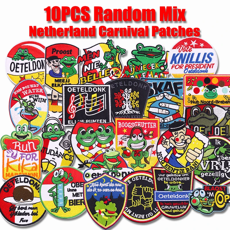 Parche bordado de Carnaval de Países Bajos, mezcla aleatoria, insignias para coser, parche con emblema Oeteldonk de País de tierras, parches para planchar para ropa, 10 Uds. - imagen 3