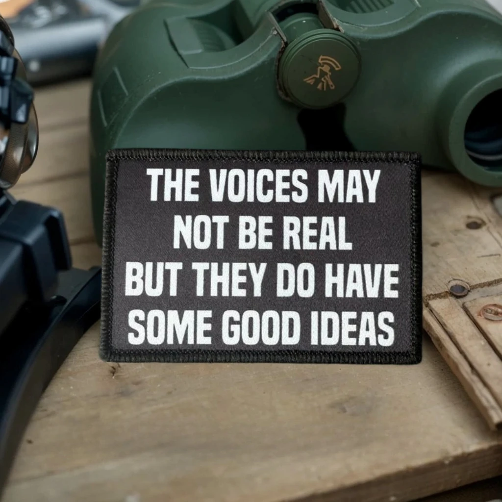 Insignia de moral de las voces en mi cabeza, parches tácticos con gancho y bucle para ropa, pegatinas decorativas para mochila al aire libre - imagen 3