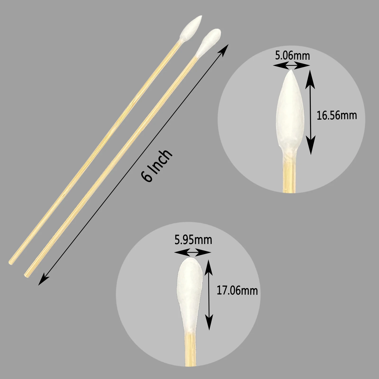 100 Uds hisopo de limpieza de pistola hisopos de algodón de 6 pulgadas de largo para 9mm 5,56mm pistola Rifle pistola Kit de limpieza hisopos con mango de bambú - imagen 3