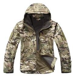 Chaqueta softshell táctica impermeable con capucha MOLLE