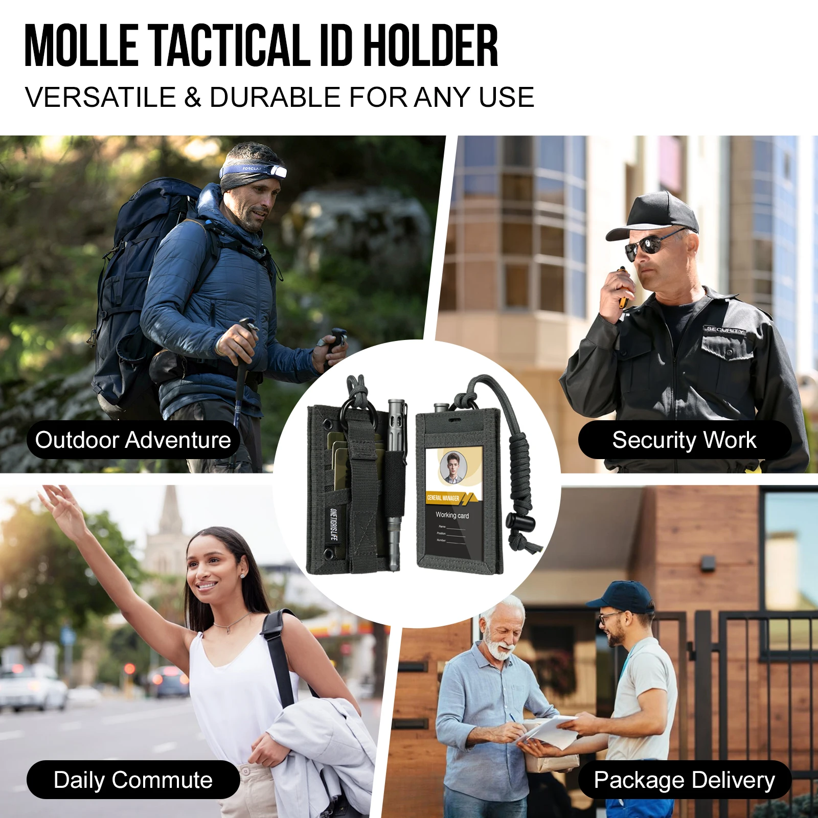 ONETIGRIS-soporte de identificación MOLLE para caza al aire libre, bolsa táctica, organizador de carpetas de archivos, bolsa militar dos en uno con colgante en el pecho - imagen 2