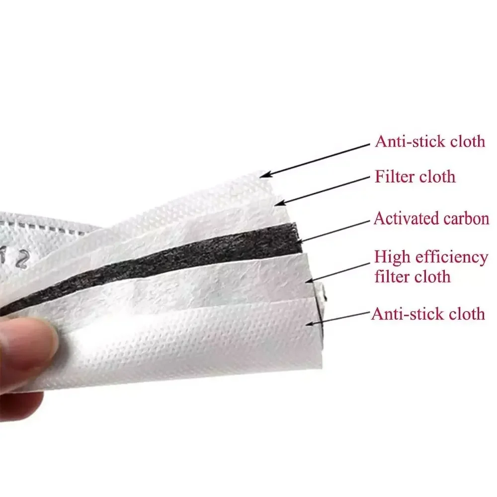 Mascarilla de filtro desechable reemplazable de 5 capas PM2.5, papel de carbón activado, máscaras para adultos, antipolvo, neblina, filtros de mascarilla facial - imagen 4
