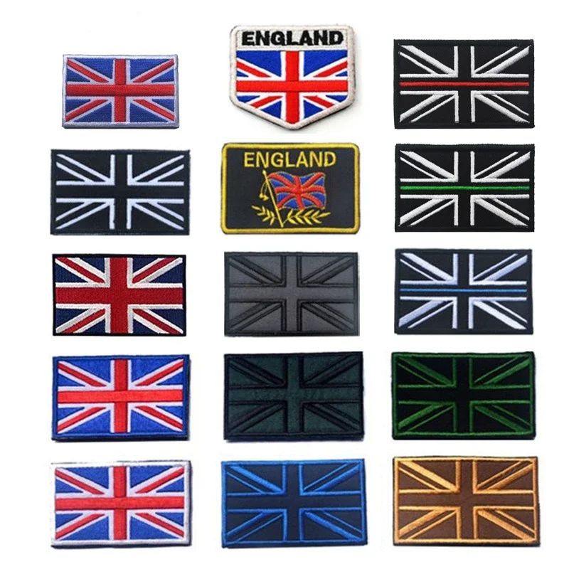 Bandera británica de Ucrania, parche bordado de gancho y bucle, brazalete, parches militares, insignia de moral, pegatinas tácticas para mochila - imagen 3