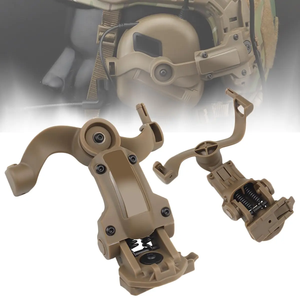 Adaptador de riel de arco para casco táctico para auriculares M31/M32, Kit de soporte para casco de auriculares Airsoft, soporte para auriculares con rotación de caza