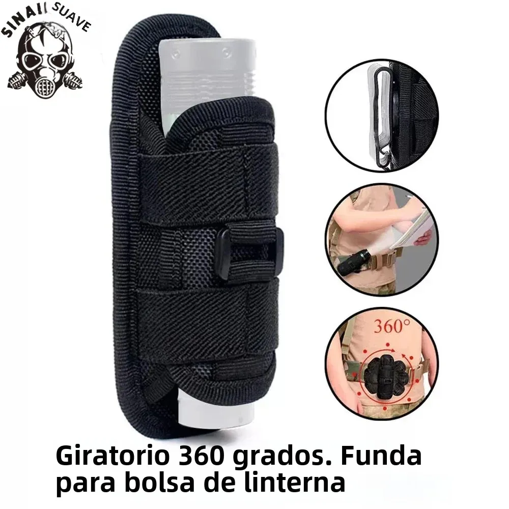 Bolsa para linterna, funda para linterna giratoria de 360 grados, riñonera de nailon para caza al aire libre, bolsa para linterna, funda para linterna - imagen 2