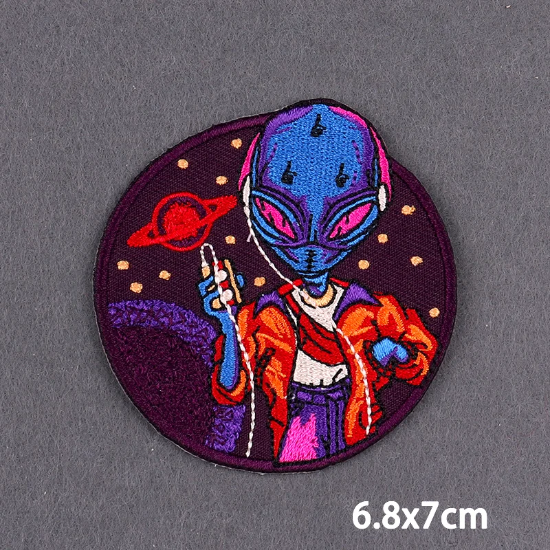 Parches de Alien para ropa, termoadhesivos para ropa, universo espacial, parches bordados para planchar, apliques de bricolaje, pegatinas de hierro - imagen 5
