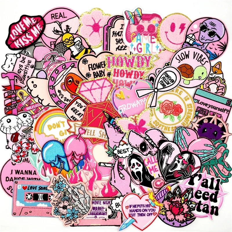 Parches bordados para ropa, apliques Punk DIY, pegatinas para planchar, mochila, ropa, chaqueta, Jeans, 50 unidades por lote - imagen 4