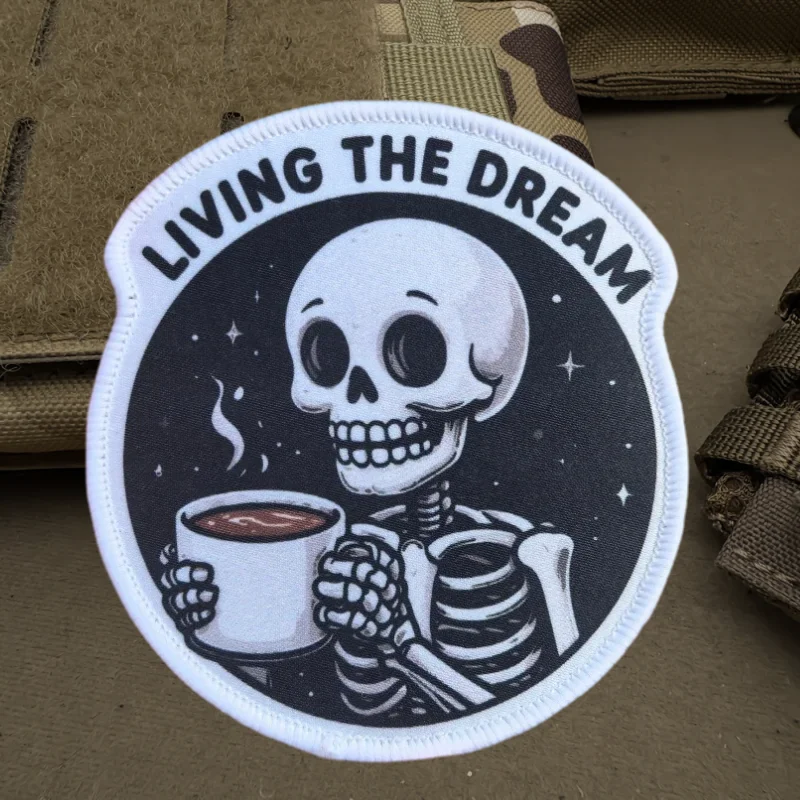 Parche con estampado de LIVING THE DREAM, chaleco táctico, insignia de moral con gancho y bucle, pegatinas decorativas para mochila, parches para brazalete para ropa - imagen 5