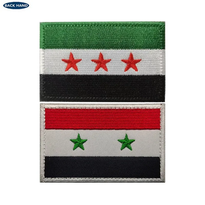 Bandera siriana Siria Samsung parches brazalete parche bordado gancho y bucle bordado insignia para mochila ropa táctica y sombreros - imagen 2