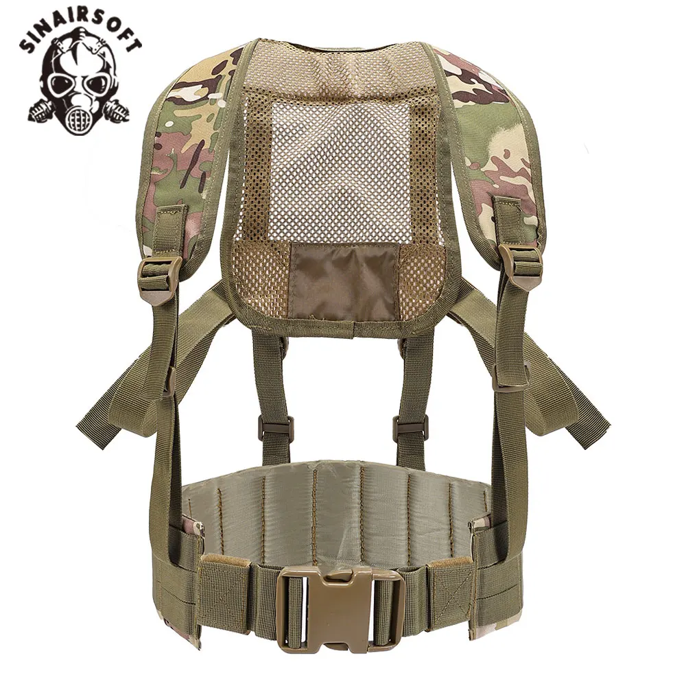 SINAIRSOFT-Chaleco táctico Molle, cinturón en forma de H para hombre, faja con correa para el hombro, equipo de caza acolchado suave ajustable
