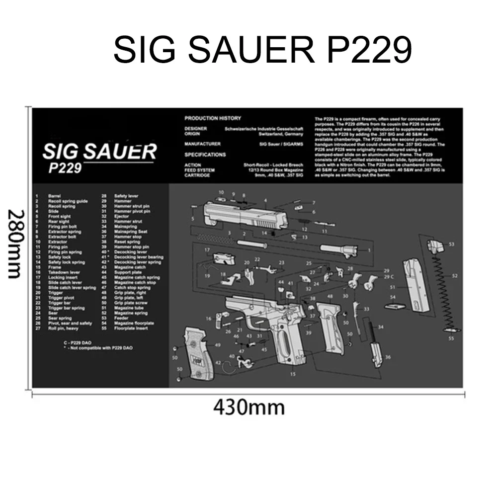Alfombrilla de goma para limpieza de pistola táctica SIG SAUER, P220, P226, P229, P250, P320, P365, P238, SP2022, armorero, herramienta de reparación de desmontaje - imagen 4