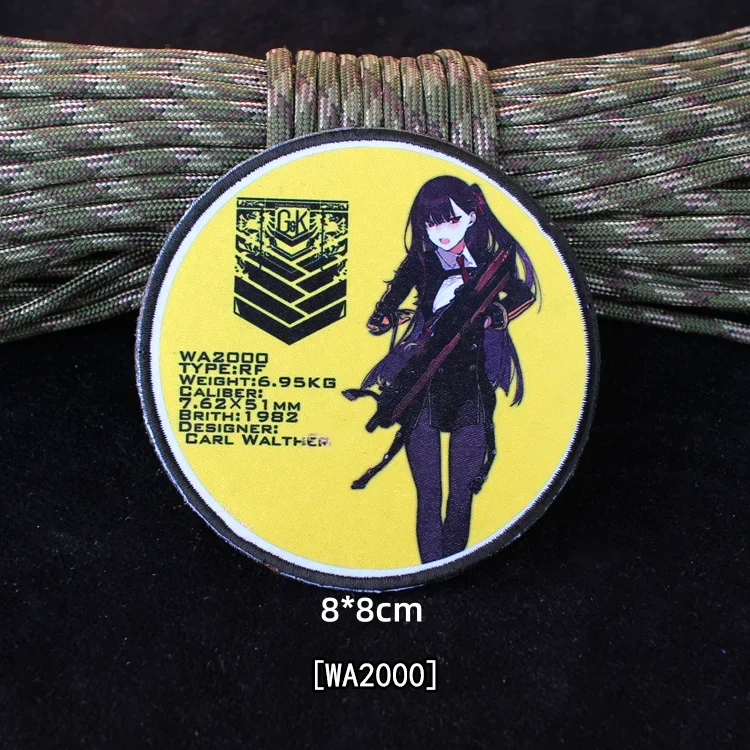 Parches Frontline para ropa para niñas, parche bordado de Anime, insignias tácticas de pistola para niñas en mochila, brazalete de bucle de gancho militar - imagen 4