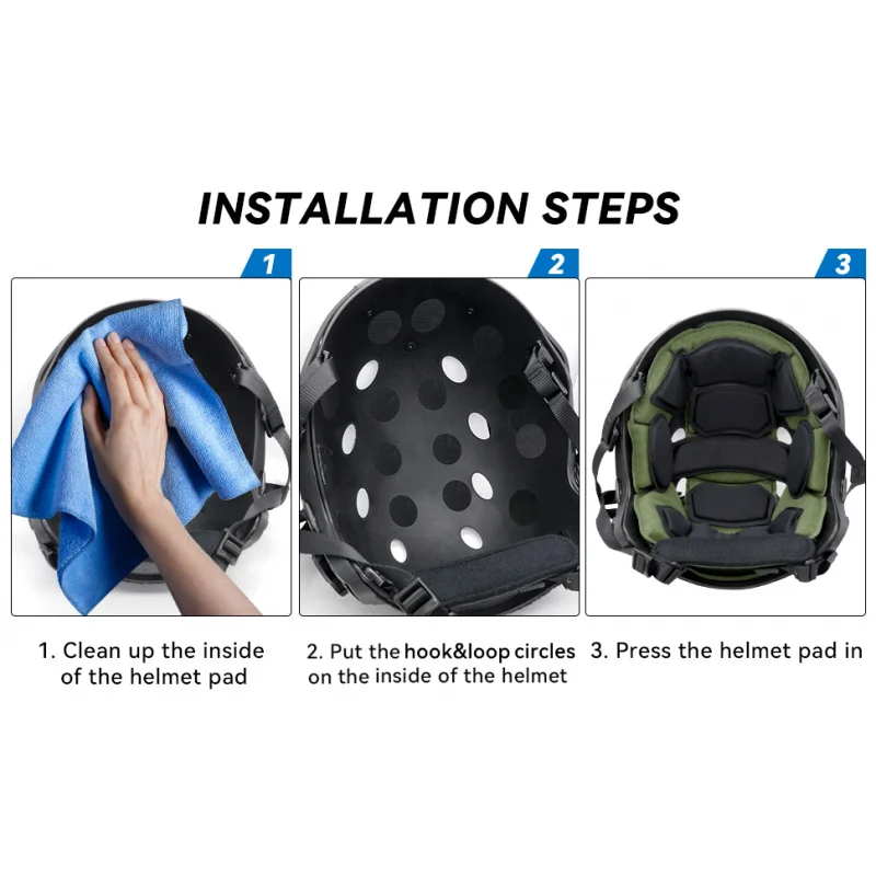 Juego de almohadillas de espuma viscoelástica para casco táctico universal – Insertos de cojín protectores para cascos FAST/MICH/ACH/USMC/PASGT - imagen 3