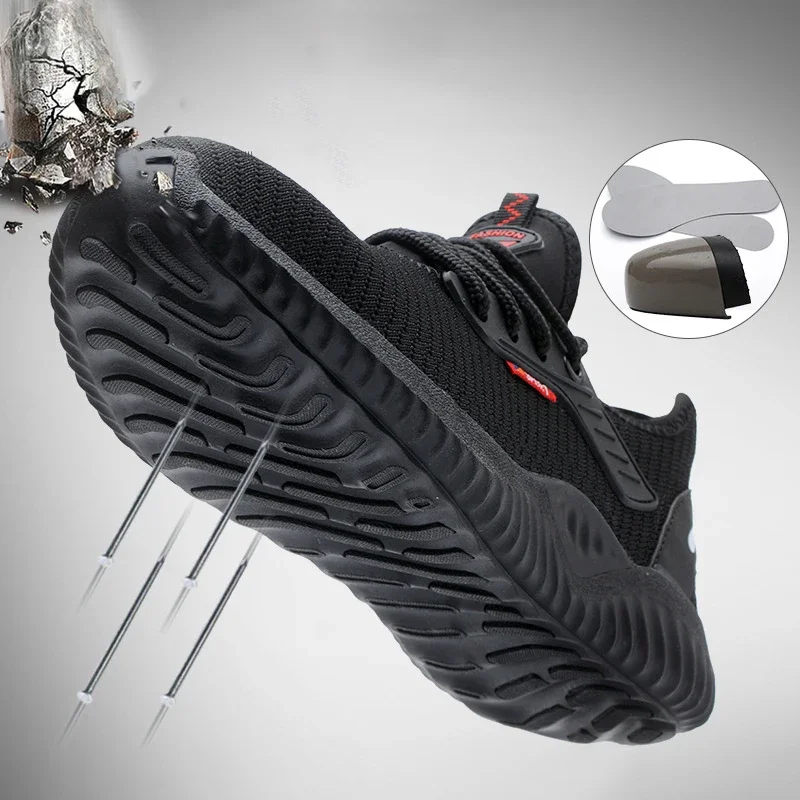 Botas de seguridad para el trabajo, zapatos para hombre, puntera de acero antigolpes, puntera de acero indestructible, botas a prueba de pinchazos, zapatillas ligeras para mujer - imagen 4