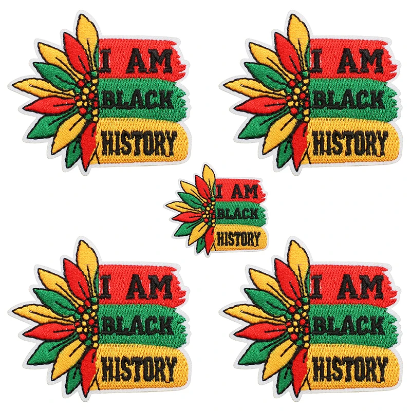 10 unids/lote, parches bordados negros del Día de la independencia con tema de unidad, parches para planchar DIY para ropa, chaquetas, sombreros, insignias de costura - imagen 4